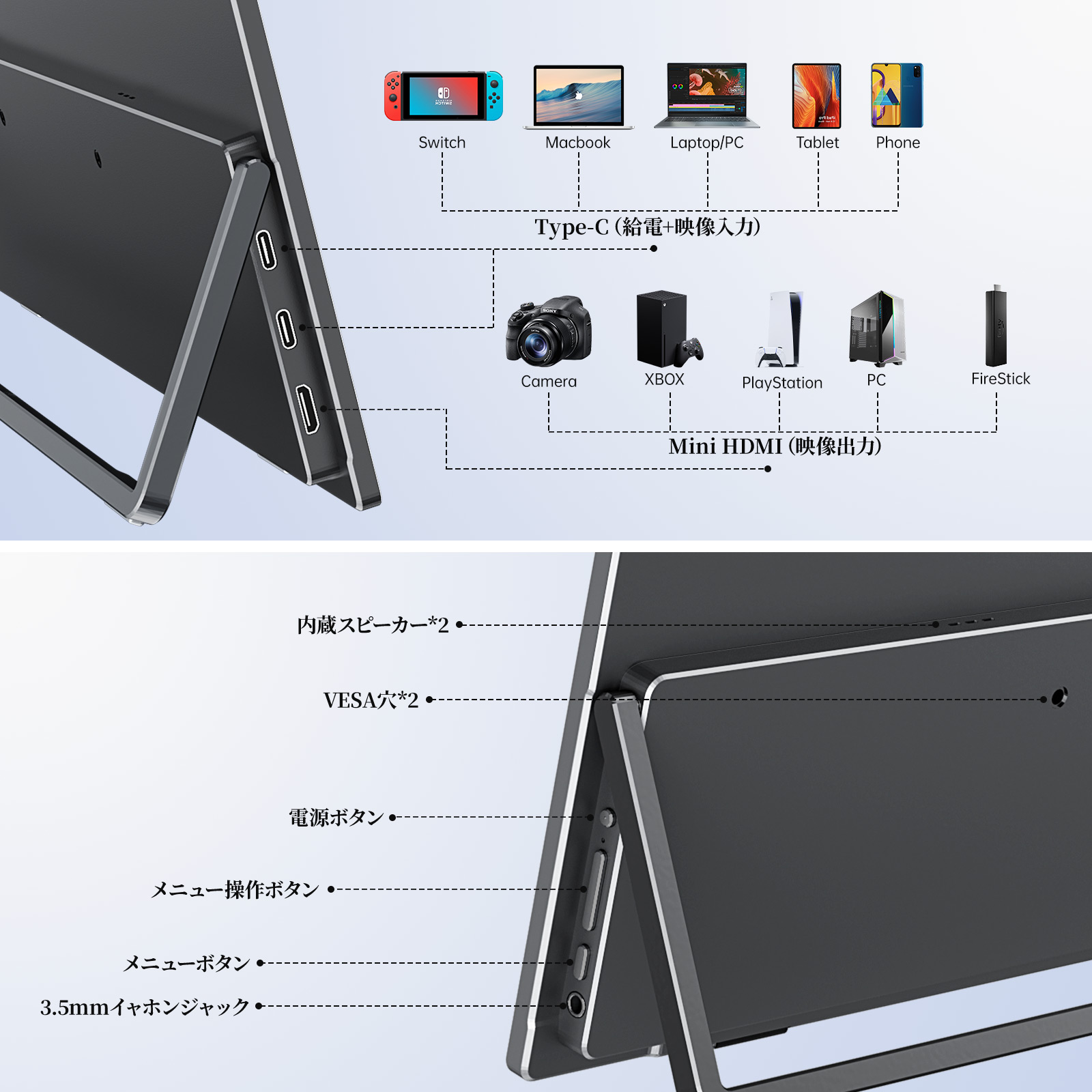 モバイルモニター 15.6インチ kksmart 4K解像度/Y31285-I1 Amazon.co