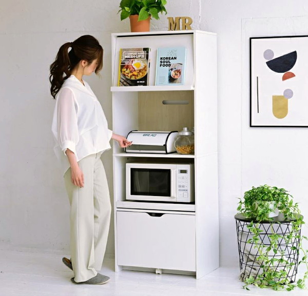 楽天市場】あす楽 食器棚 レンジ台 電子レンジラック ハイタイプ