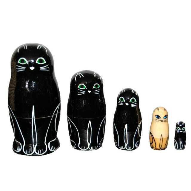 楽天市場】【楽ギフ_包装】黒猫マトリョーシカ 5個組【マトリョーシカ