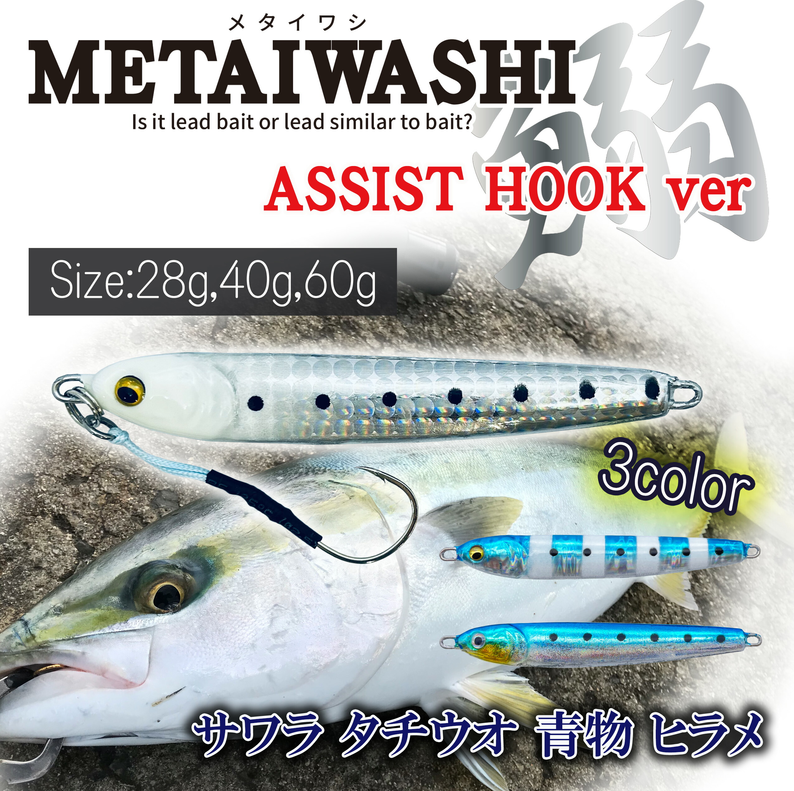 楽天市場】ルナヒサノ ジグ メタイワシ アシストフックver 28g/40g/60g