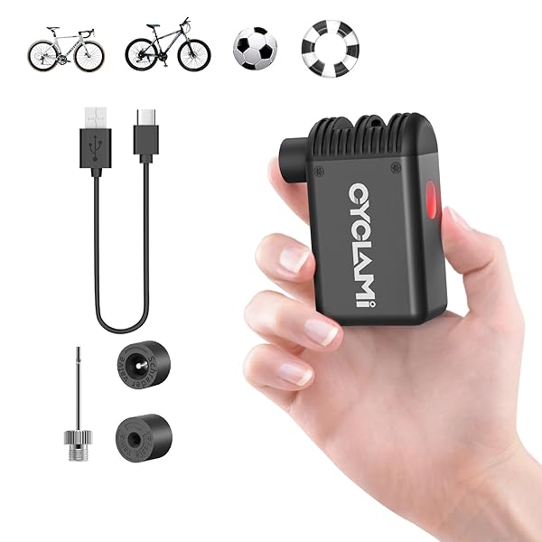 楽天市場】CYCLAMI小型 自転車 空気入れ 携帯 電動空気入れ 電動 軽量