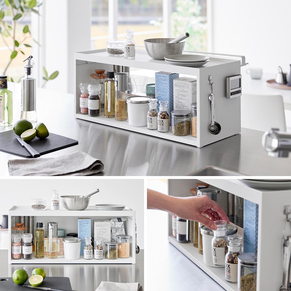 楽天市場】山崎実業 tower 前が開くキッチンカウンター上収納ラック