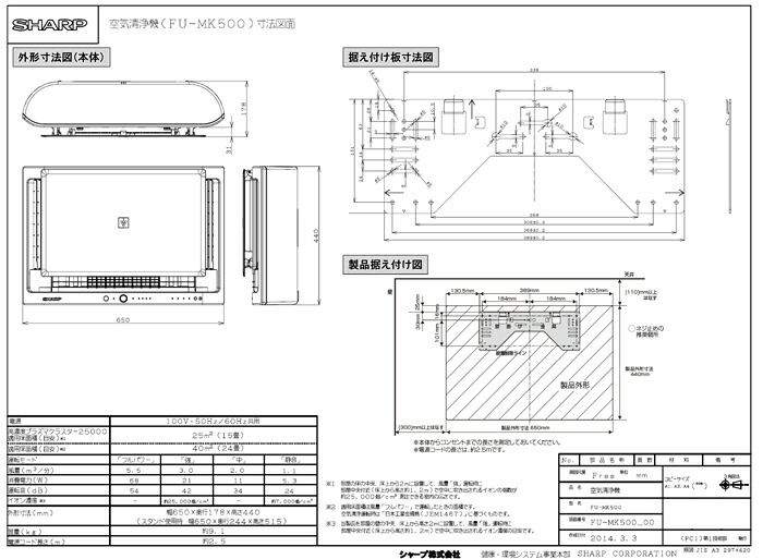 楽天市場】(LINEクーポン有)シャープ FU-MK500-W 壁掛け 棚置き兼用型