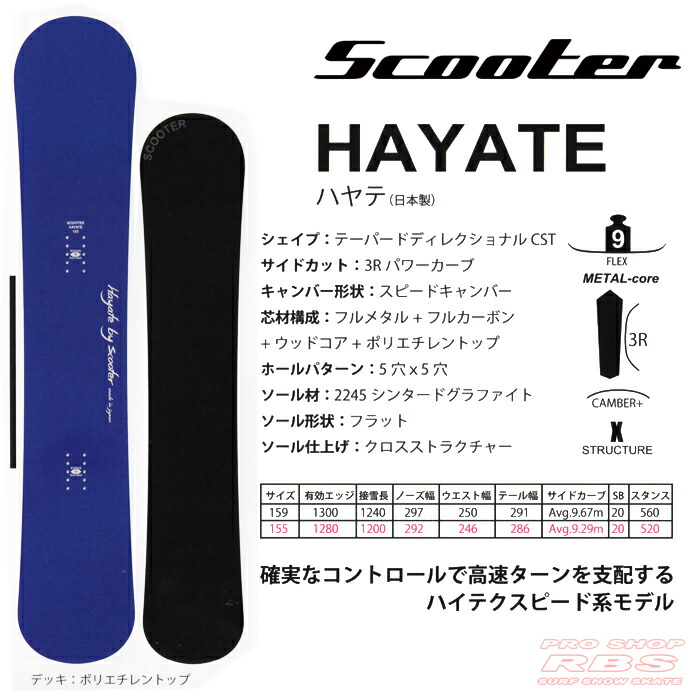 楽天市場】18-19 NEWモデル SCOOTER HAYATE ハヤテ 155/159