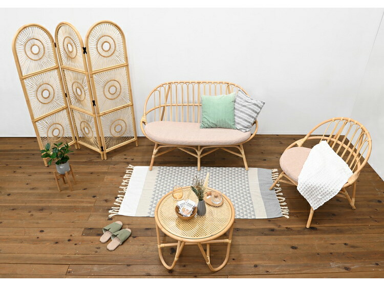 楽天市場】ラタンソファ 二人掛け ラタンチェア 木製 おしゃれ 高級感