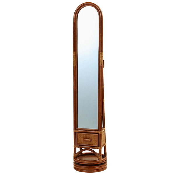 楽天市場】360度回転式玄関ミラー 籐家具 鏡 スタンドミラー 姿見 全身
