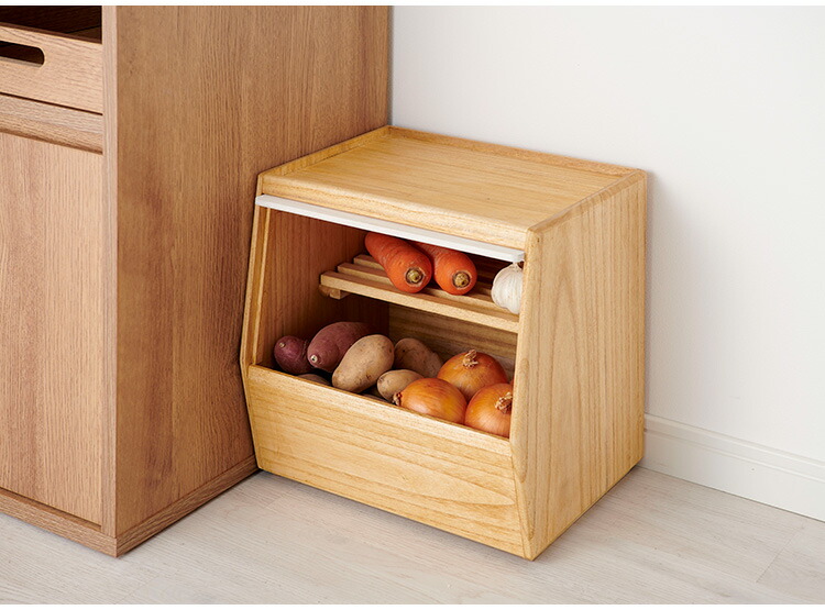 楽天市場】kirisai 日本製 桐のやさい櫃 野菜ストッカー すのこ棚板