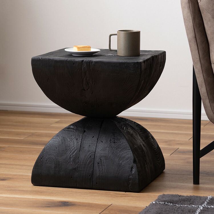 楽天市場】パイン 古材 スツール ブラック サイドテーブル 天然木