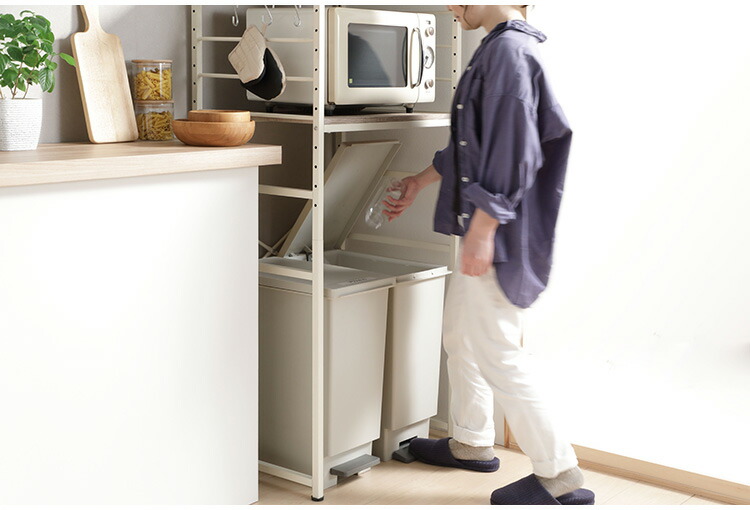 楽天市場】キッチンラック ゴミ箱上ラック 幅64 奥行45 高さ140cm 可動