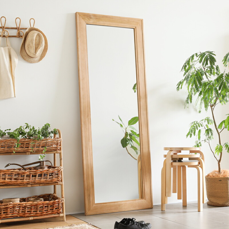 楽天市場】BREEZE ウォールミラー 180cm ナチュラル チーク 無垢材 鏡