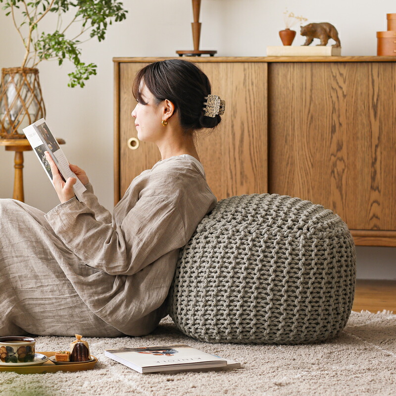 楽天市場】POUF braid プフ ブレイド 四角 スクエア グレー 天然素材