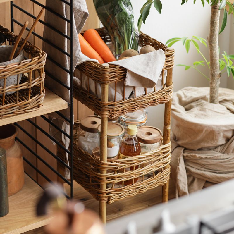 楽天市場】2段バスケット かご カゴ 収納 ラタン 籐 AROROG