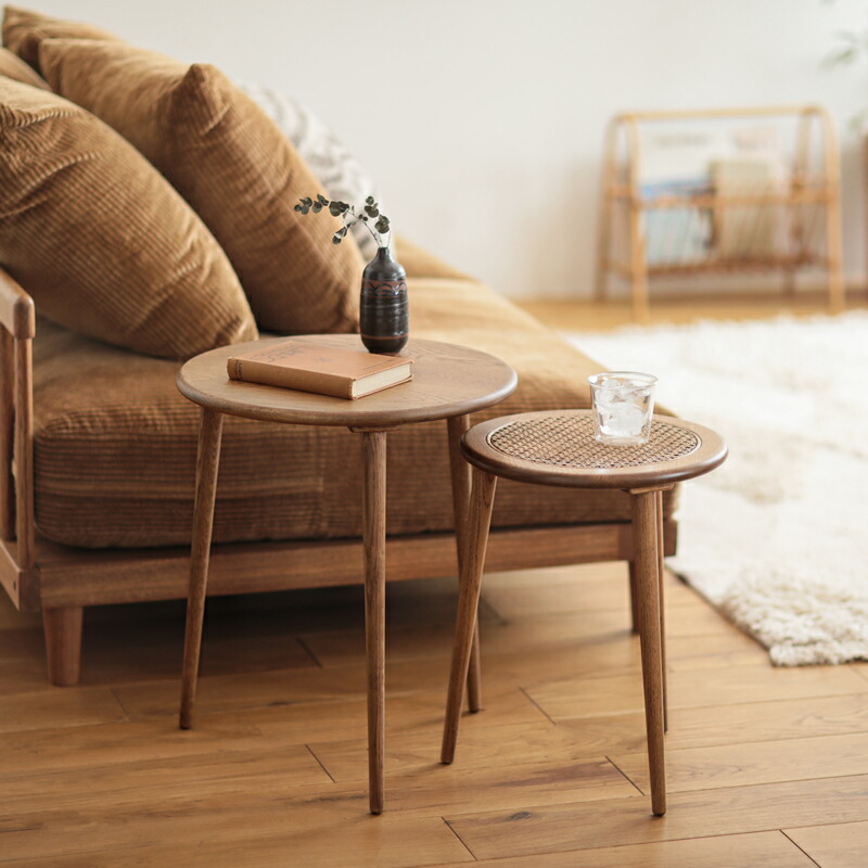 楽天市場】ネストテーブル RattanMix／BR 円形 ブラウン 北欧 オーク