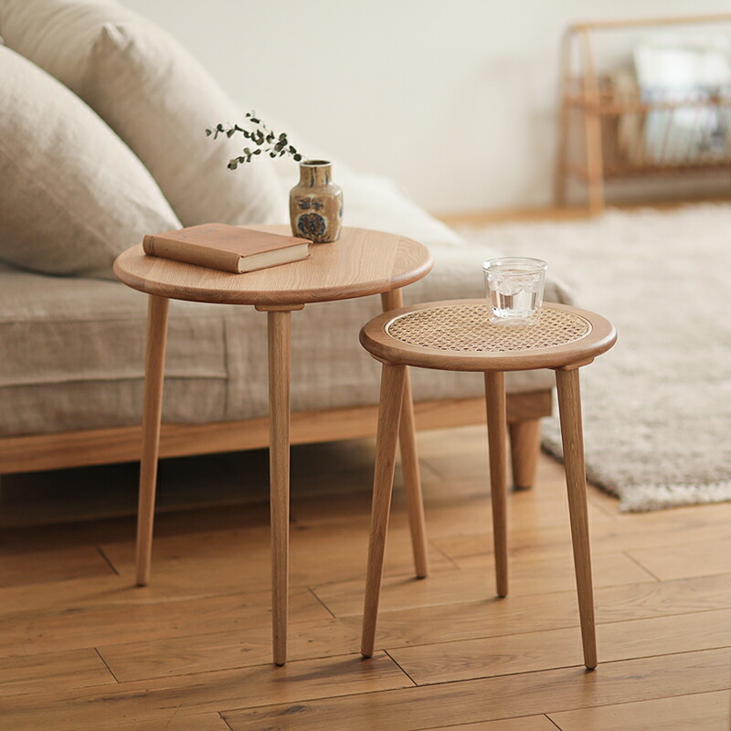 楽天市場】ネストテーブル RattanMix／NA 円形 ナチュラル 北欧 オーク