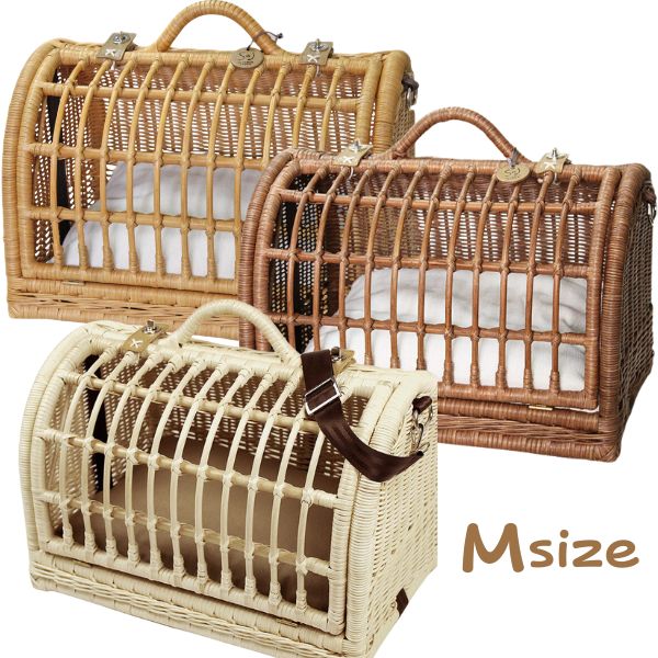 楽天市場】猫 犬 ペット キャリーバッグ 「ラタンキャリーマイン」 【M