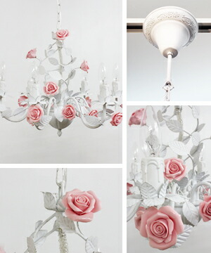 楽天市場】6灯シャンデリア ローズシャンデリア ライト アンティーク