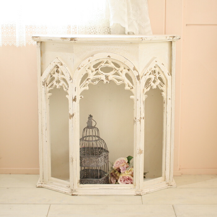 楽天市場】マントルピース アンティークホワイトコンソール シャビー