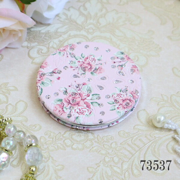 楽天市場】ローズコンパクトミラー ラウンドタイプ 折りたたみ