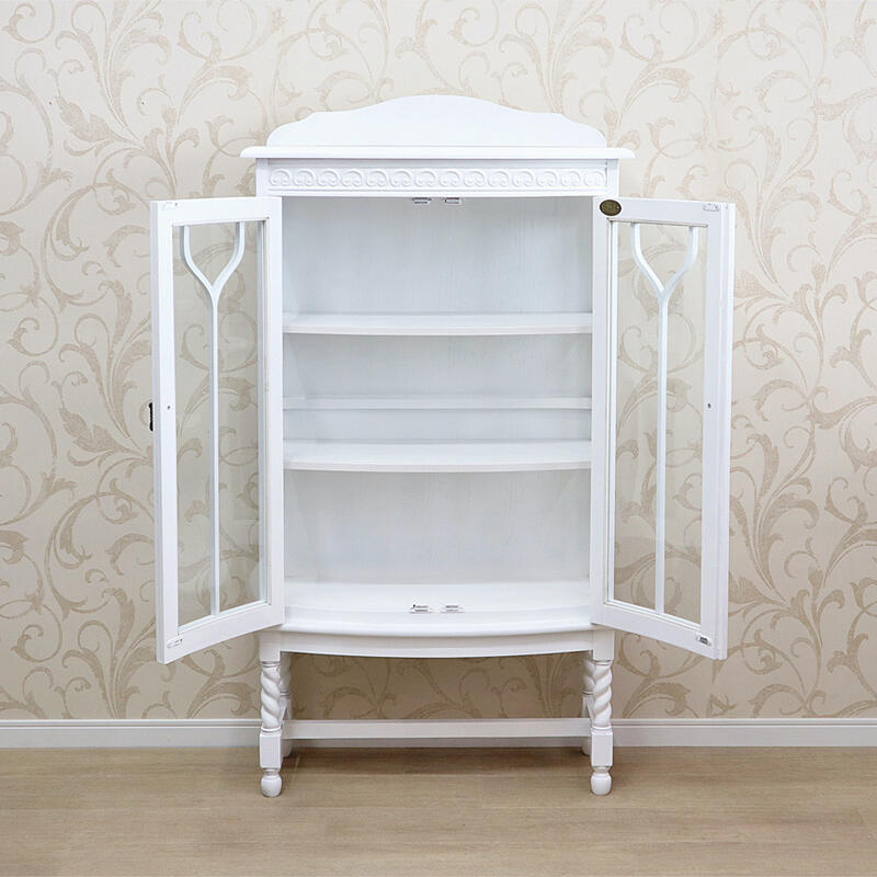 楽天市場】アンティークオーク ガラスキャビネット ホワイトシャビー