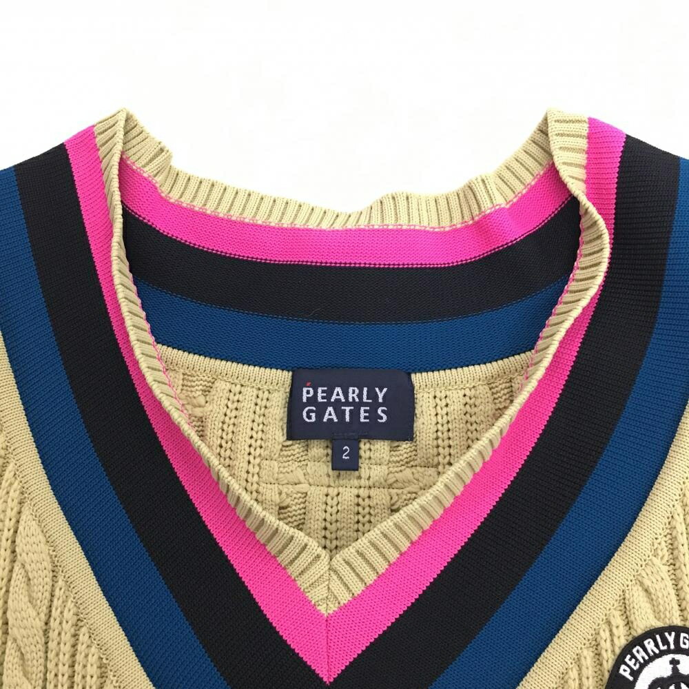 楽天市場】【超美品】パーリーゲイツ ニットベスト ベージュ×ピンク