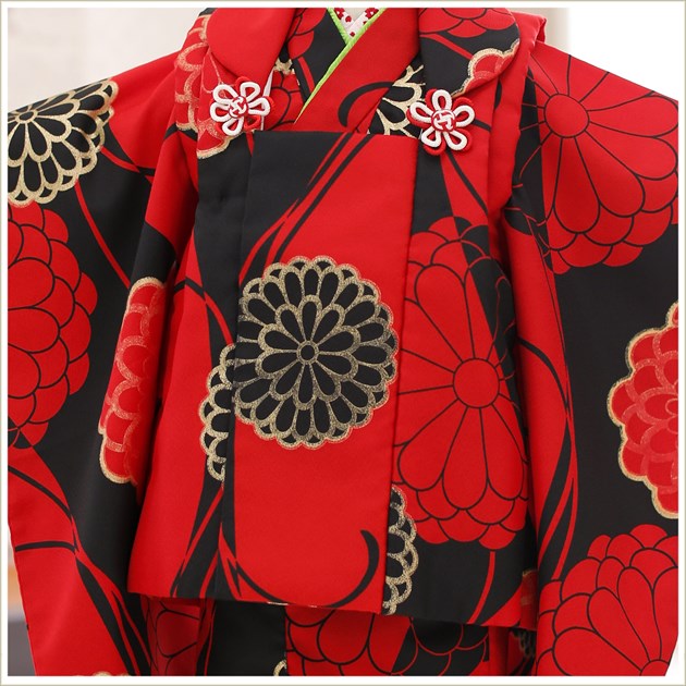 楽天市場】3歳 女の子 着物レンタル 七五三 赤×黒に古典慶菊華 f1191