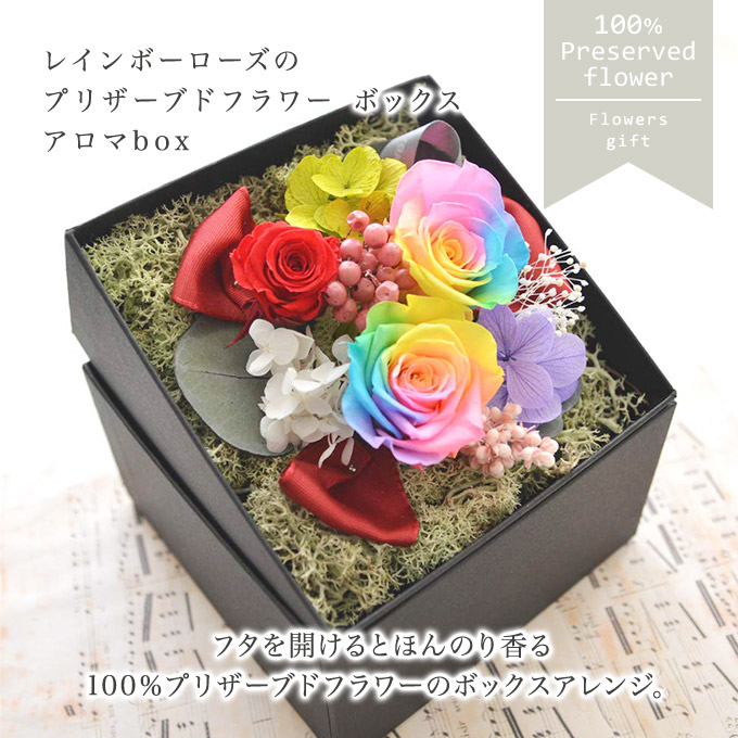 楽天市場】送料無料 本物！プリザーブドフラワー レインボーローズ