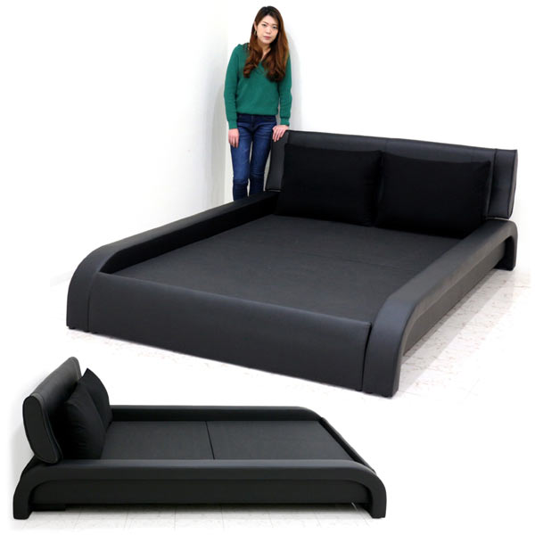 楽天市場】合皮レザーベッド ダブルベッド ローベッド フレーム フロア