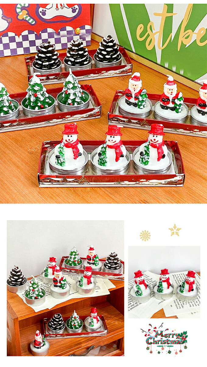 楽天市場】クリスマスキャンドル サンタ ゆきだるま 3個セット