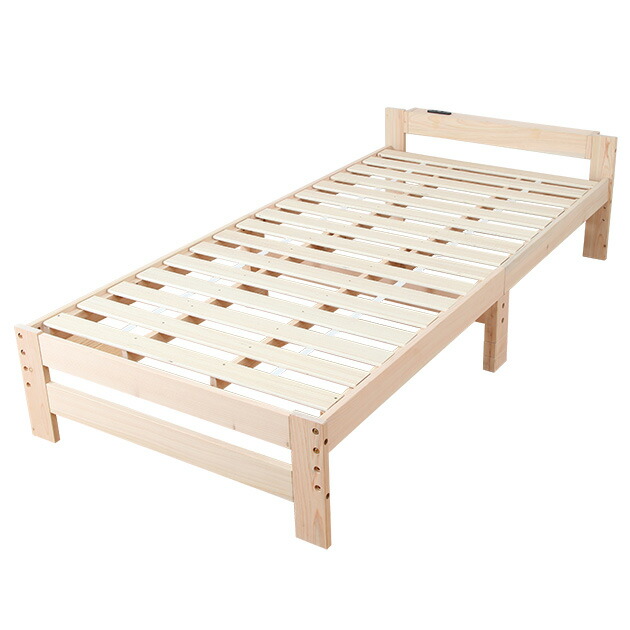 楽天市場】高さ調節ができるひのきすのこベッド 棚付き ナチュラル