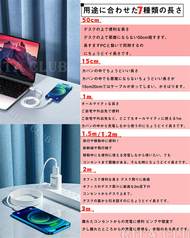 楽天市場】iPhone 15 Pro Max Plus 充電ケーブル 15cm 50cm 1m 1.2m