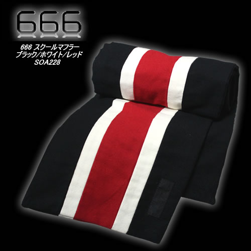 楽天市場】666トリプルシックス◇666 スクールマフラー◇◇ブラック