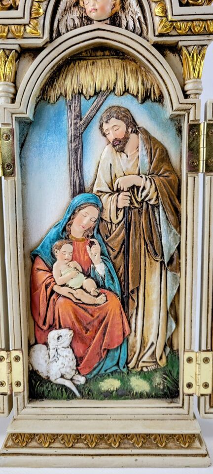 楽天市場】ローマン製 キリストの生誕 三連祭壇画 彫像 彫刻/ 聖母