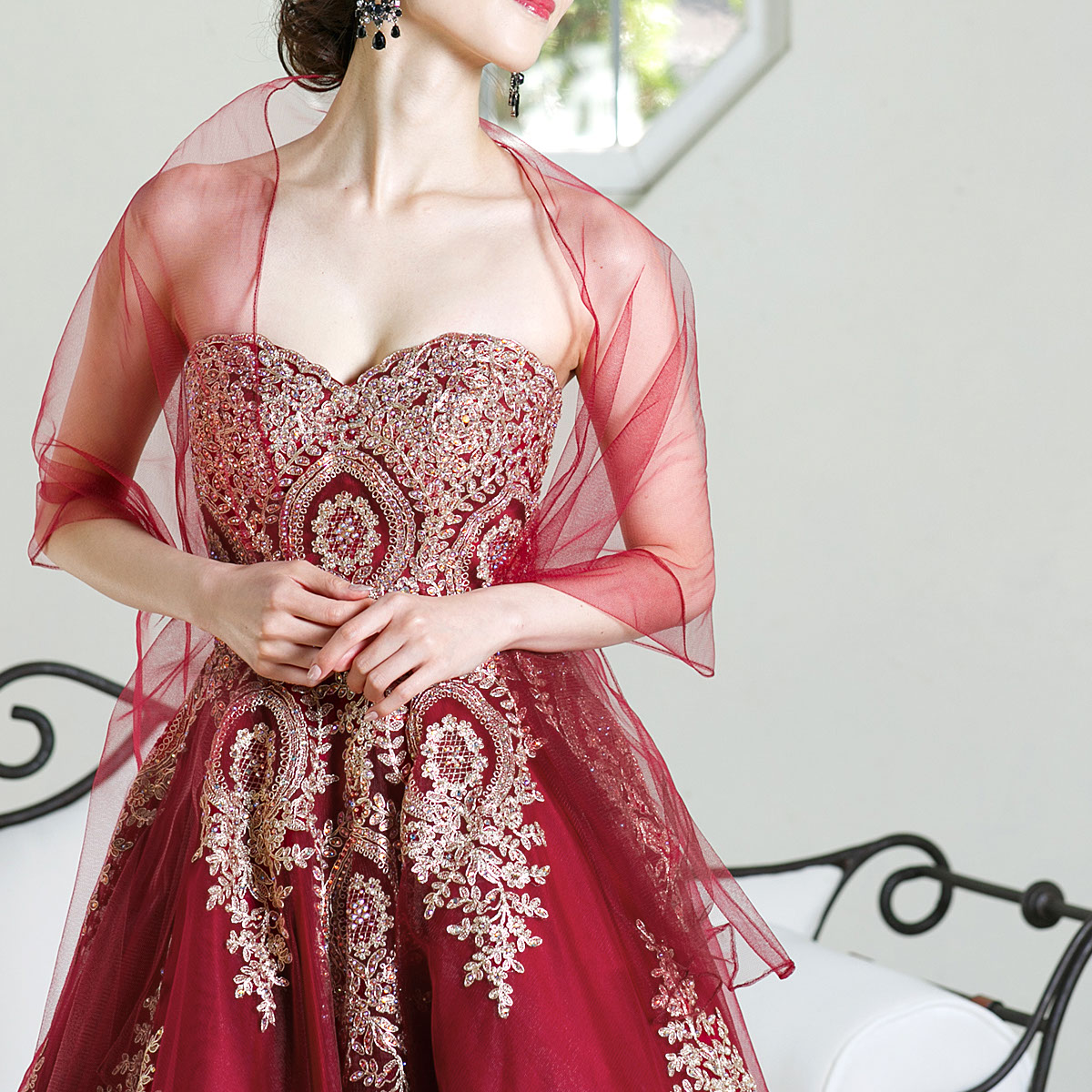 楽天市場】ヴィクトリアン バーガンディー ロングドレス パニエ