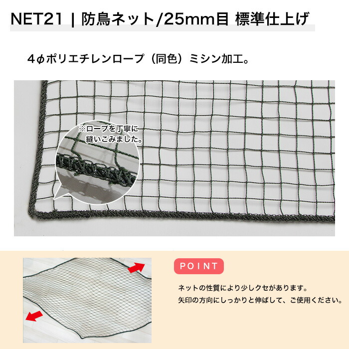 楽天市場】[最大10％OFFクーポンあり]ネット 網 防鳥ネット 25mm目 幅