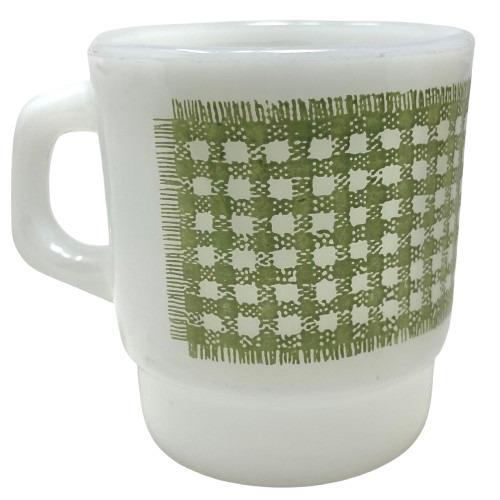 楽天市場】【中古】Fire King Gingham Check Stackable Mug Green