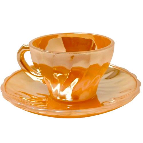 楽天市場】【中古】Fire King Demitasse Cup & Saucer Peach Lustre