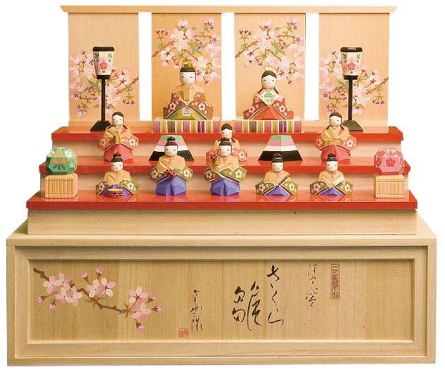 楽天市場】[名入れ札付] 雛人形 木製 かわいい 木彫り 南雲 「さくら雛