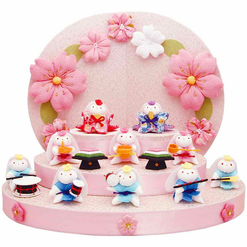 楽天市場】20 かわいい 雛人形 ちりめん 兎 雛飾り [たれ耳うさぎ雛 3