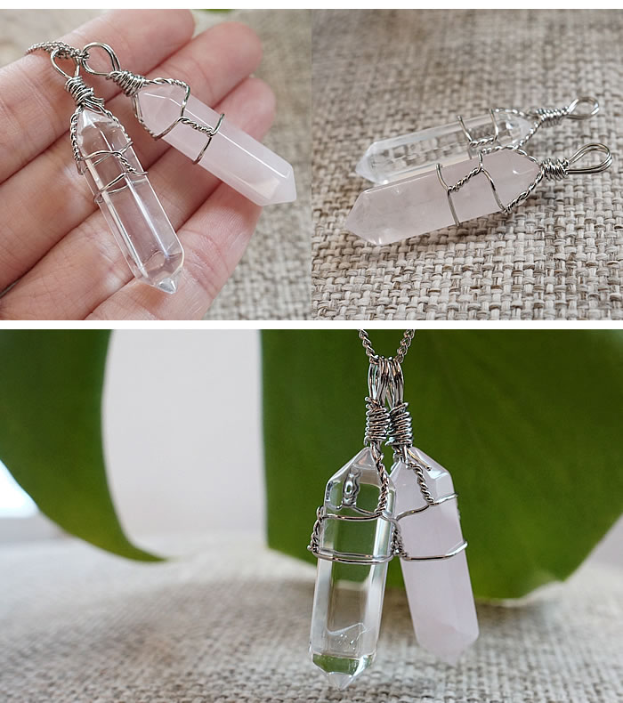 楽天市場】【水晶 or ローズクォーツ】両剣ダブルポイント ワイヤー