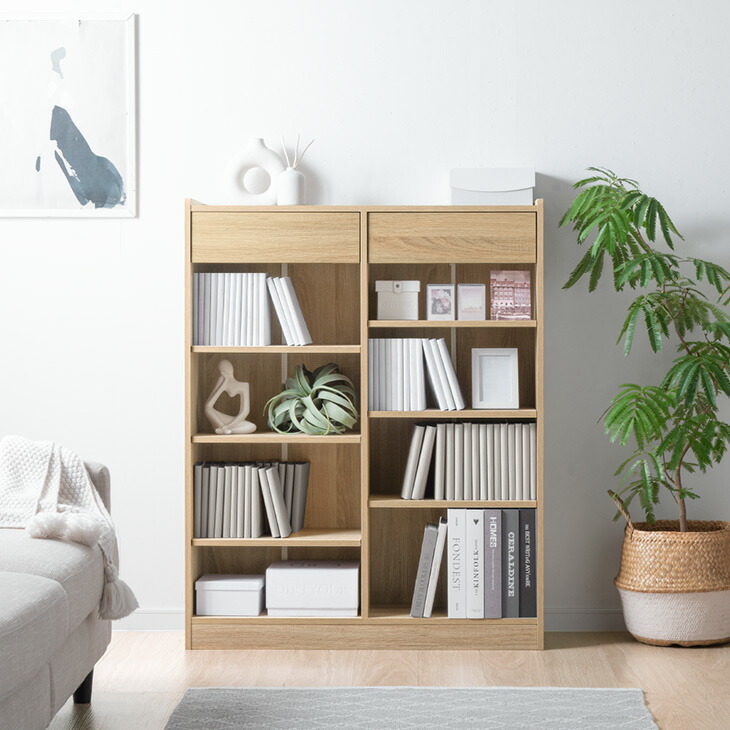 楽天市場】引き出し付き 本棚 カードスタンド A4 漫画 2列 対応 幅90