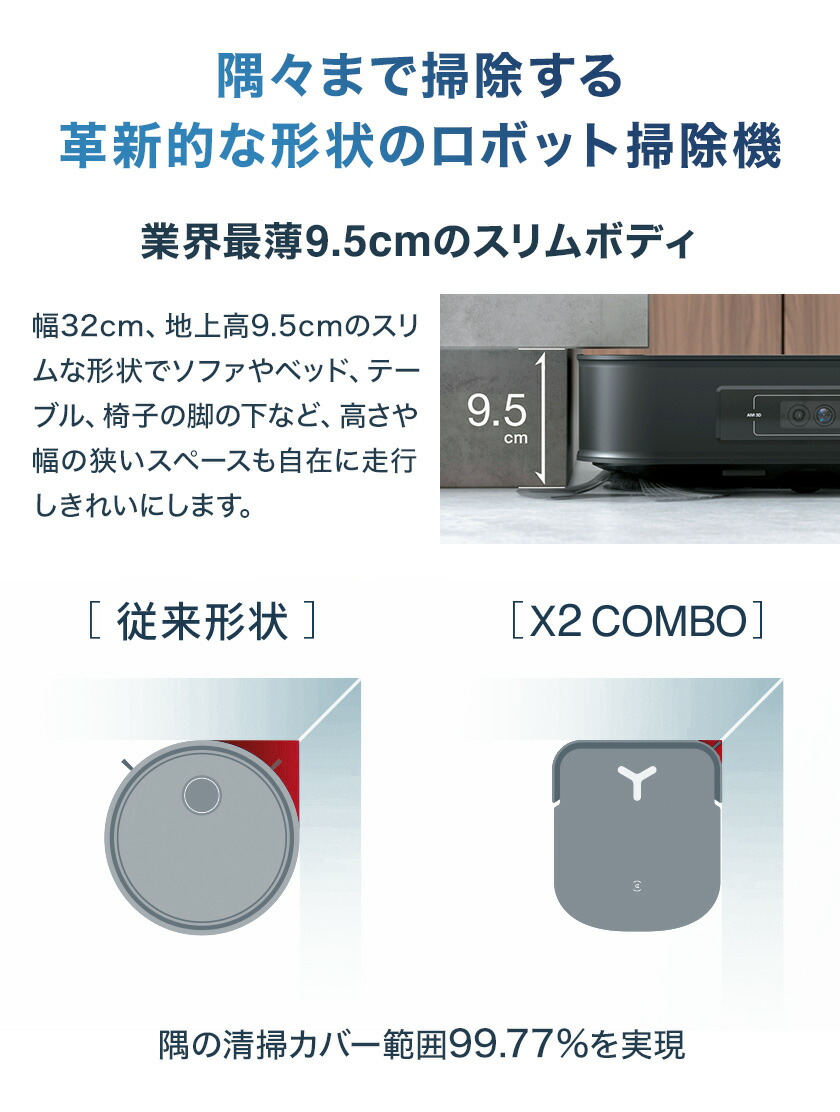 楽天市場】1台2役 ロボット掃除機 高性能 DEEBOT X2 COMBO エコ