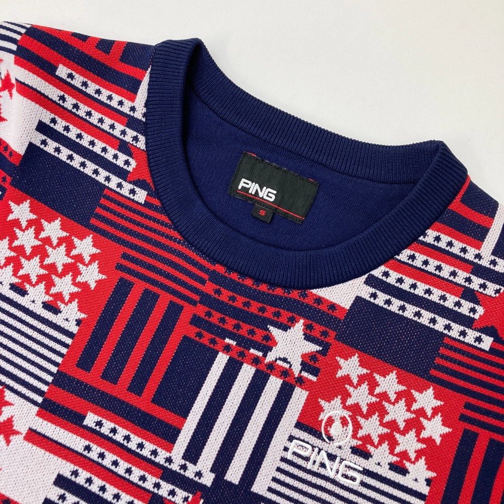 楽天市場】PING ピン ニットセーター 星条旗 総柄 レッド系 S 【中古