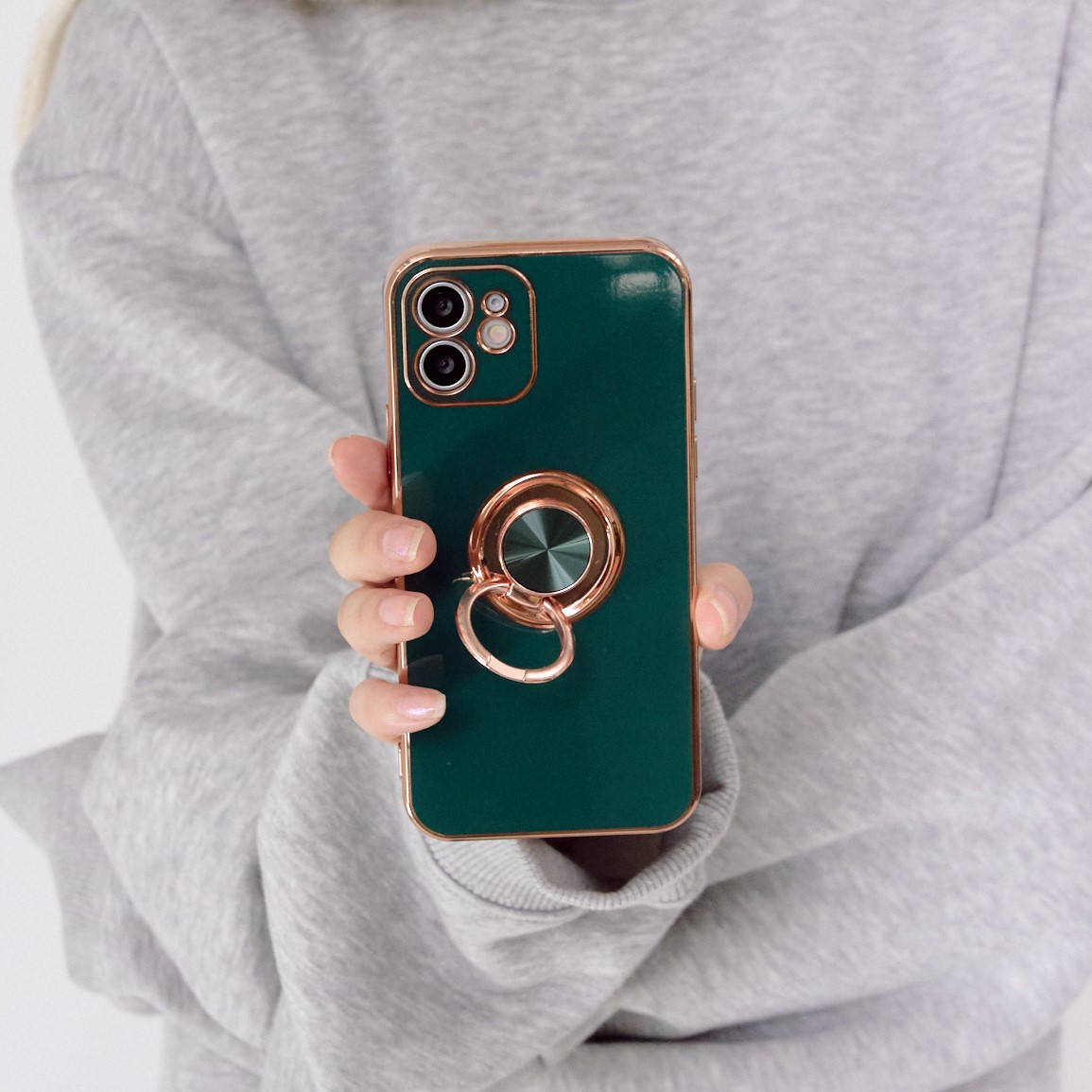 楽天市場】[ネコポス可] スマホケース スマホリング付き ゴールド 金