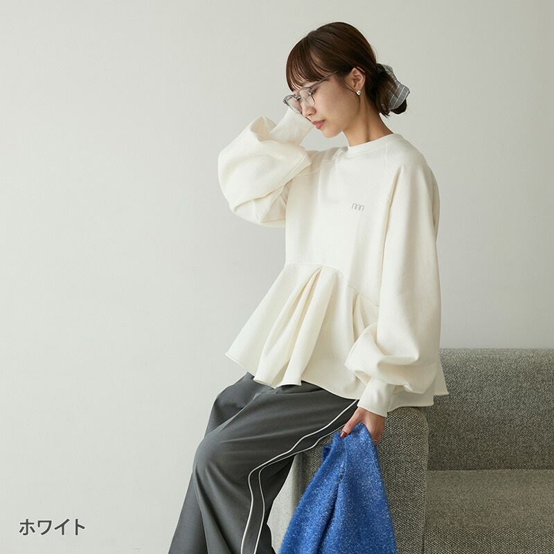 楽天市場】emmi エミ トップス ペプラムラメ裏毛プルオーバー