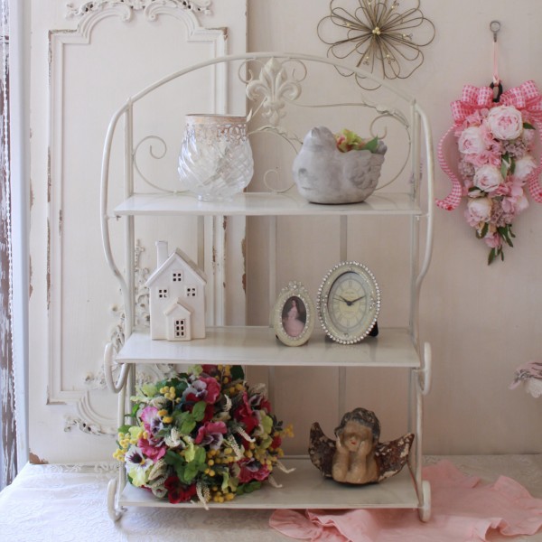 楽天市場】アイアンラック アイアン製 3段 シェルフ ホワイト 飾り棚