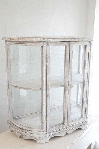 楽天市場】ガラス ショーケース シャビーシック ホワイト アール