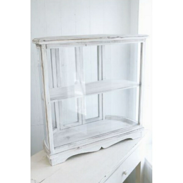 楽天市場】ガラス ショーケース シャビーシック ホワイト アール