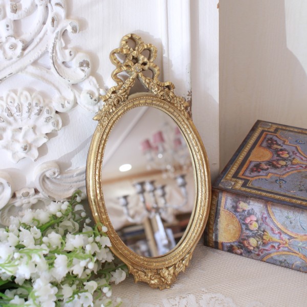 楽天市場】リボン ウォールミラー オーバル ミラー ゴールド 壁掛け