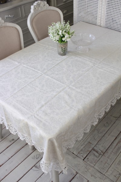 楽天市場】(SALE30%OFF) 撥水 テーブルクロス オフホワイト レース 135