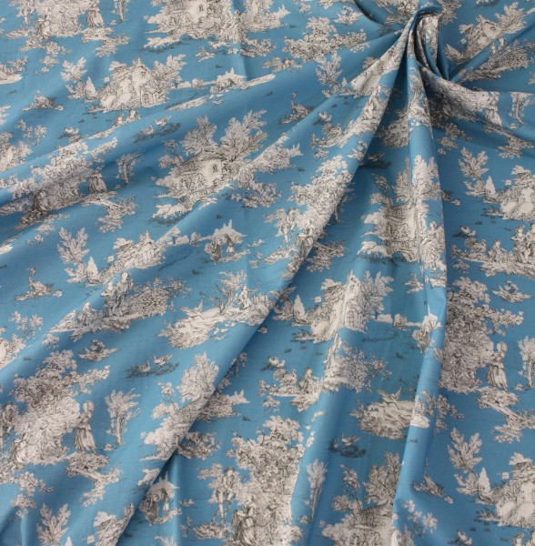 楽天市場】トワルドジュイ 田園 ジュイ柄 輸入生地 フランス（ブルー